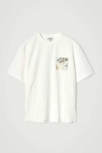 Cos Relaxed Marble-print Cotton T-shirt In White