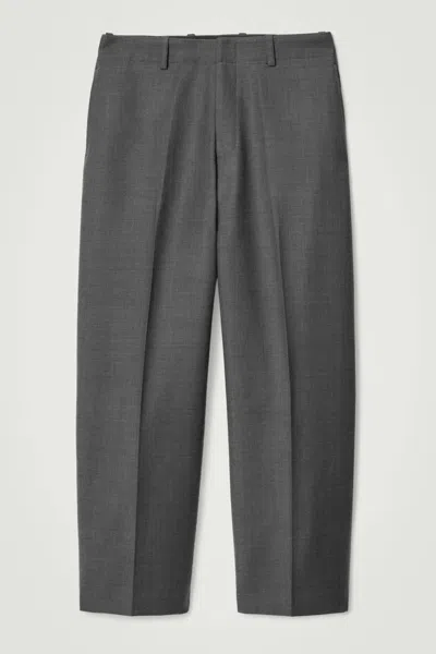 Cos Relaxed Merino Wool-blend Wide-leg Pants In Grey