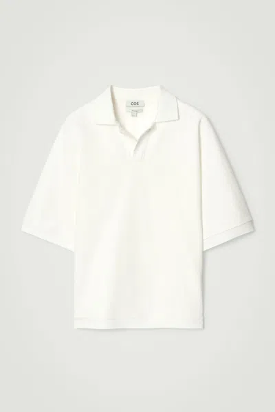 Cos Relaxed Open-collar Polo Shirt In White