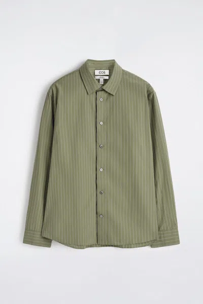 Cos Relaxed Pima Cotton Poplin Shirt In Green