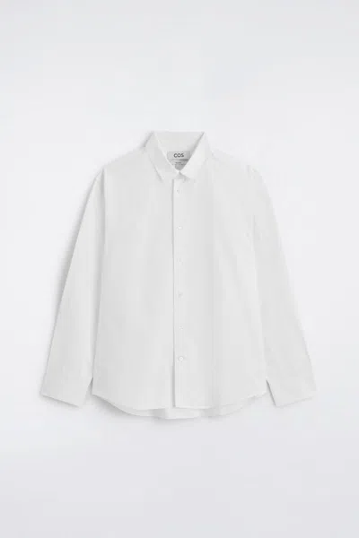 Cos Relaxed Pima Cotton Poplin Shirt In White