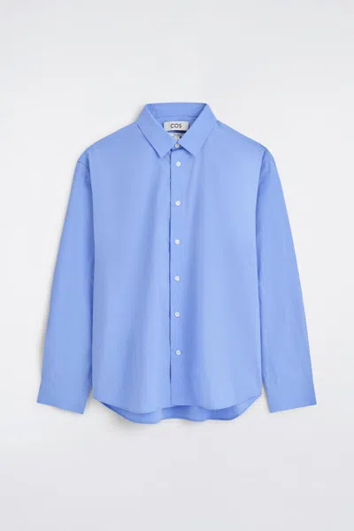 Cos Relaxed Pima Cotton-poplin Shirt In Blue In Bleu