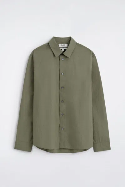 Cos Relaxed Pima Cotton-poplin Shirt In Green