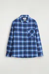 Cos Relaxed Plaid Wool-blend Shirt In Blue In Blue