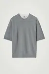 Cos Relaxed Printed Knitted T-shirt In Turquoise In Turquoise