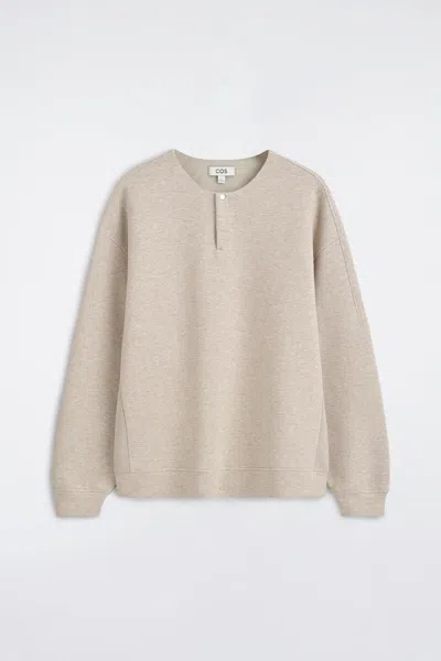 Cos Relaxed Scuba Henley Top In Beige