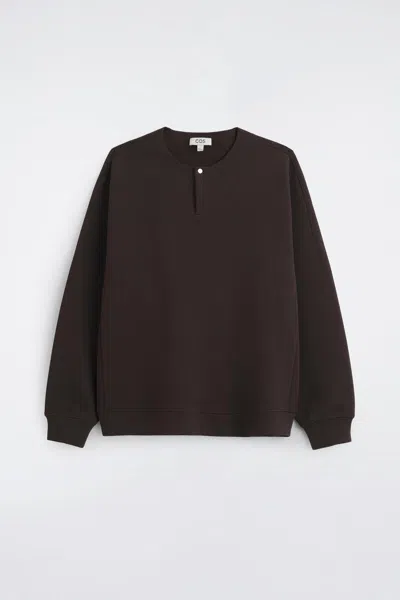 Cos Relaxed Scuba Henley Top In Marron