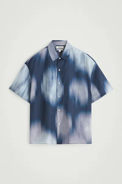Cos Relaxed Short-sleeved Resort Shirt In Blue