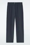 Cos Relaxed Silk Trousers In Blue In Blue