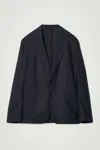 Cos Relaxed Single-breasted Cotton Blazer In Blue