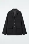 Cos Relaxed Single-breasted Utility Blazer In Black