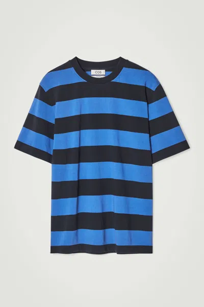 Cos Relaxed Striped T-shirt In Blue