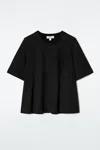 Cos Relaxed Trapeze T-shirt In Black