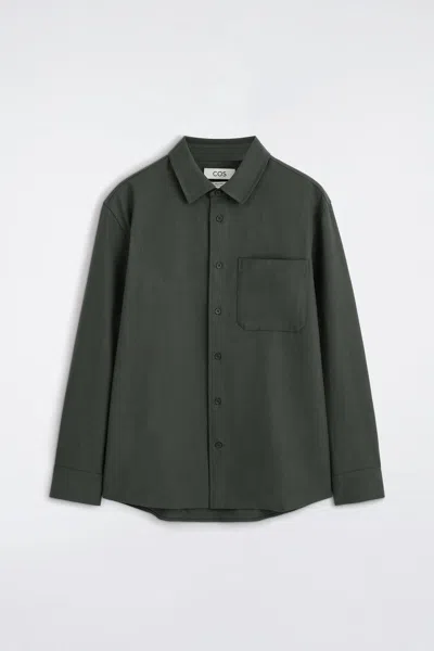 Cos Relaxed Twill Shirt In Green In Vert
