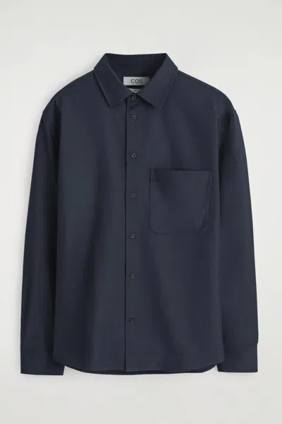 Cos Relaxed Twill Shirt In Navy In Blue