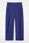 Cos Relaxed Twill Wide-leg Trousers In Blue