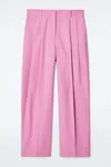 Cos Relaxed Twill Wide-leg Trousers In Pink