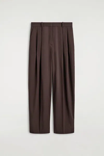Cos Pantalon Large En Sergé Décontracté In Marron