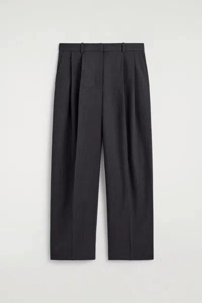 Cos Relaxed Twill Wide-leg Trousers In Grey In Gray