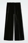 Cos Relaxed Velvet Wide-leg Trousers In Black
