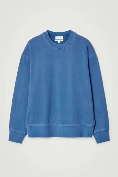 Cos Relaxed Washed-cotton Sweatshirt In Blue