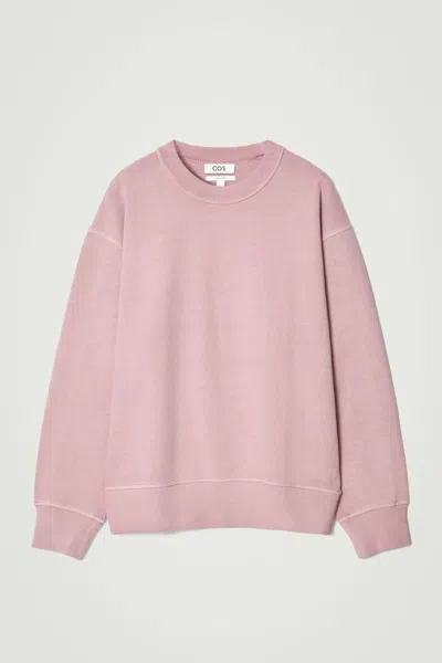 Cos Relaxed Washed-cotton Sweatshirt In Pink