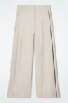 Cos Relaxed Wool-blend Wide-leg Trousers In Beige In Beige