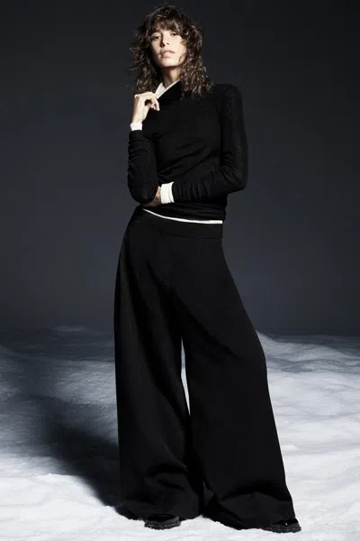 Cos Relaxed Wool-blend Wide-leg Trousers In Brown In Black