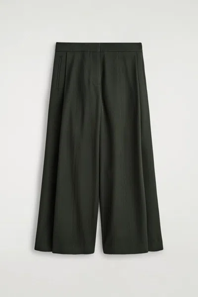 Cos Relaxed Wool-blend Wide-leg Pants In Black