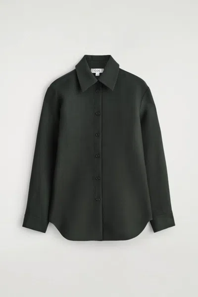 Cos Relaxed Wool Shirt In Green