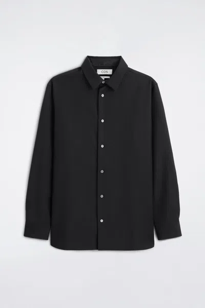 Cos Relaxed Wool-twill Shirt In Black