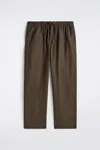 Cos Relaxed-fit Barrel-leg Drawstring Trousers In Brown