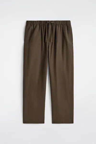 Cos Relaxed-fit Barrel-leg Drawstring Trousers In Brown