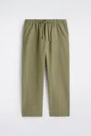 Cos Relaxed-fit Barrel-leg Drawstring Trousers In Green