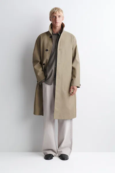 Cos Reversible Checkered Car Coat In Beige
