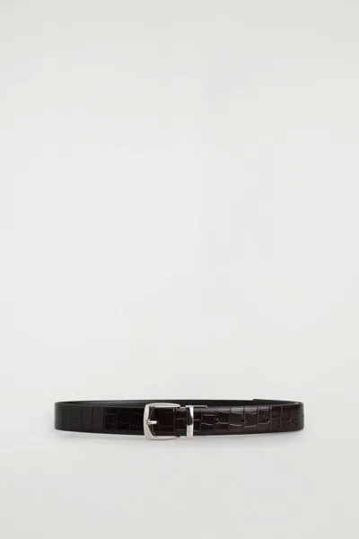 Cos Reversible Leather Belt In Black