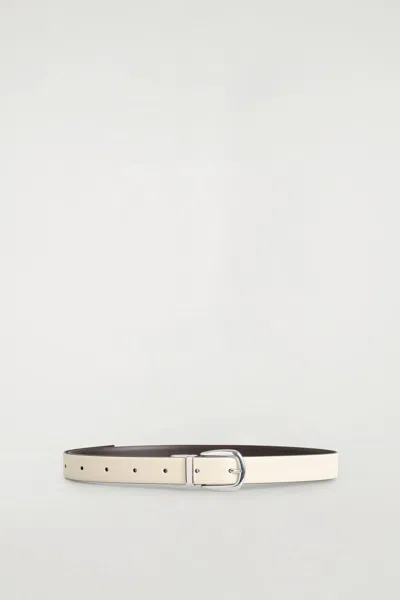 Cos Reversible Leather Belt In White