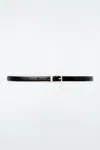 Cos Reversible Slim Leather Belt In Black