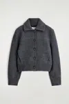 Cos Ribbed-collar Boiled Merino Wool Jacket In Gray