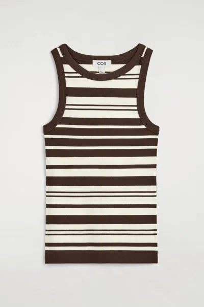 Cos Ribbed Cotton Tank Top In Brown