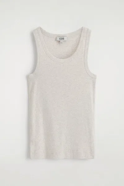 Cos Ribbed Cotton Tank Top In Gray
