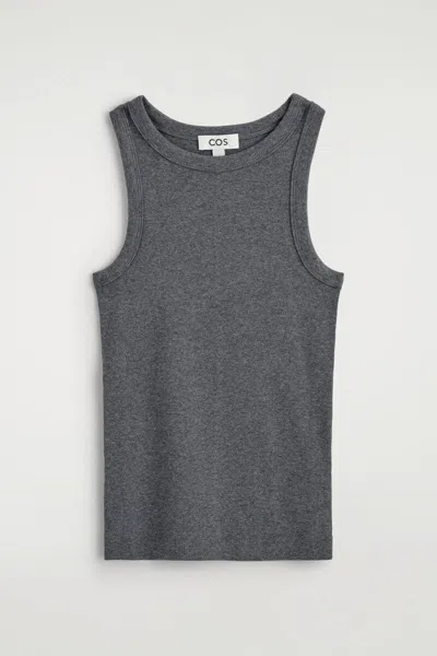 Cos Ribbed Cotton Tank Top In Gray