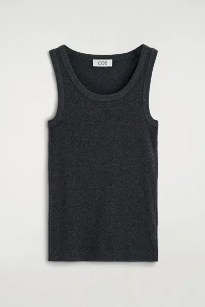 Cos Ribbed Cotton Tank Top In Gray