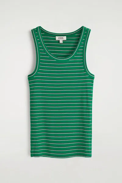 Cos Ribbed Cotton Tank Top In Green