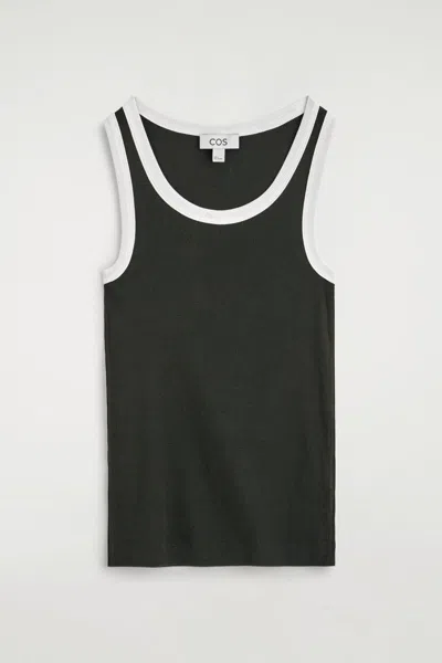 Cos Ribbed Cotton Tank Top In Green
