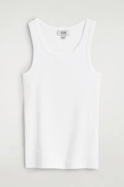 Cos Ribbed Cotton Tank Top In White