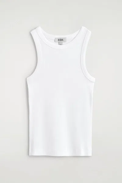Cos Ribbed Cotton Tank Top In White