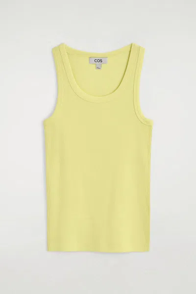 Cos Ribbed Cotton Tank Top In Yellow