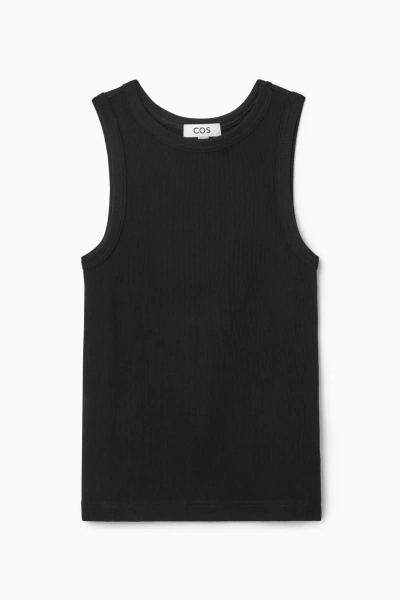 Cos Ribbed Crew-neck Tank Top In Black