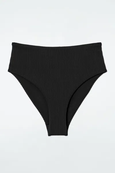 Cos Ribbed High-waisted Bikini Briefs In Black